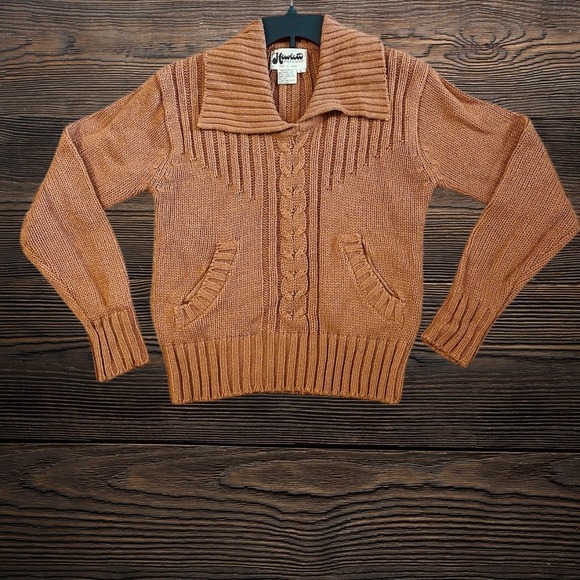Hewlett Knitting Mills Sweaters - Hewlett Vintage Women's Sweater Jacket Brown 100% Acrylic Size L Y2K Knitwear